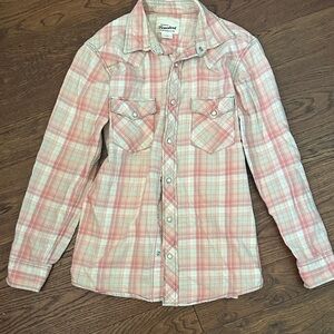 Plaid Button Down Shirt - Pink and White